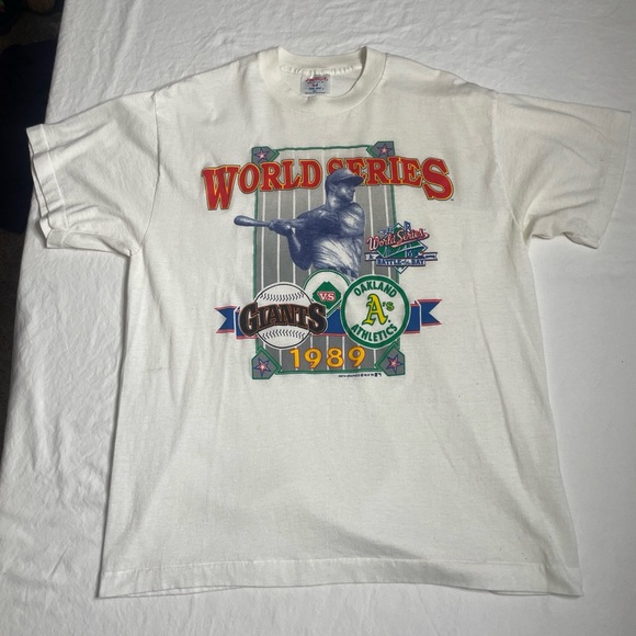 World Series 1989 Tshirt Vtg Single Stitch Giants Athletics Selec-t XL - Picture 1 of 14